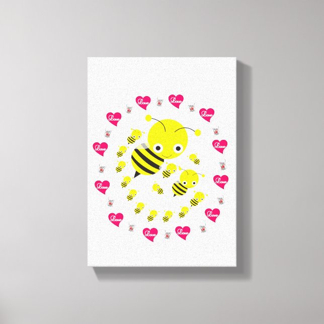 Stretchierte Canvas Print Valentine's Day Bumblebe Leinwanddruck (Vorderseite)