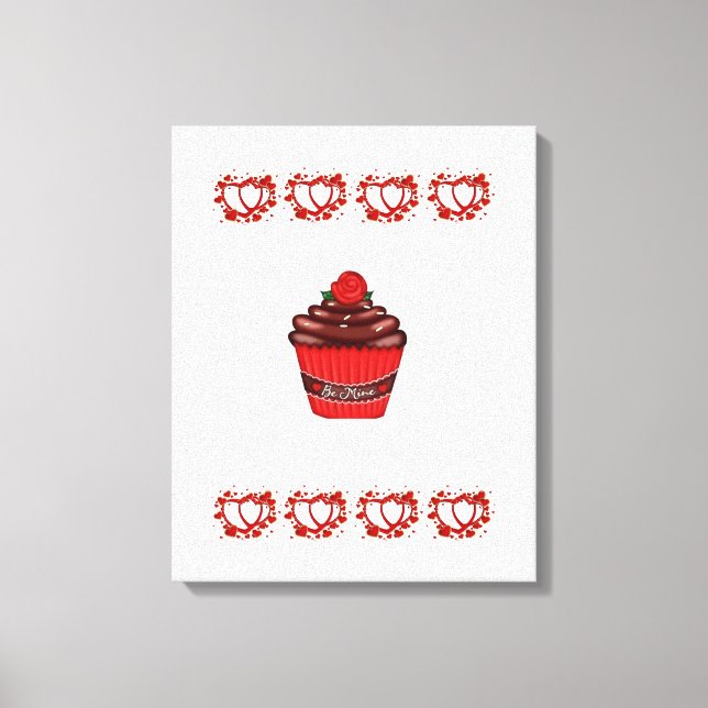 Stretchierte Canvas Print Valentine's Day Cupcake Leinwanddruck (Vorderseite)