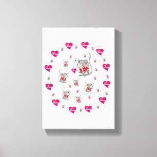 Stretchierte Canvas Print Valentine's Day Mäuse Leinwanddruck
