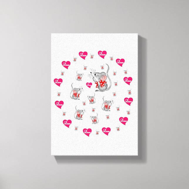 Stretchierte Canvas Print Valentine's Day Mäuse Leinwanddruck (Vorderseite)