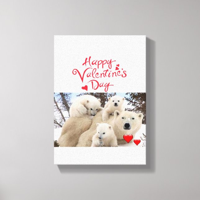 Stretchierte Canvas Print Valentine's Day Polar Bä Leinwanddruck (Vorderseite)