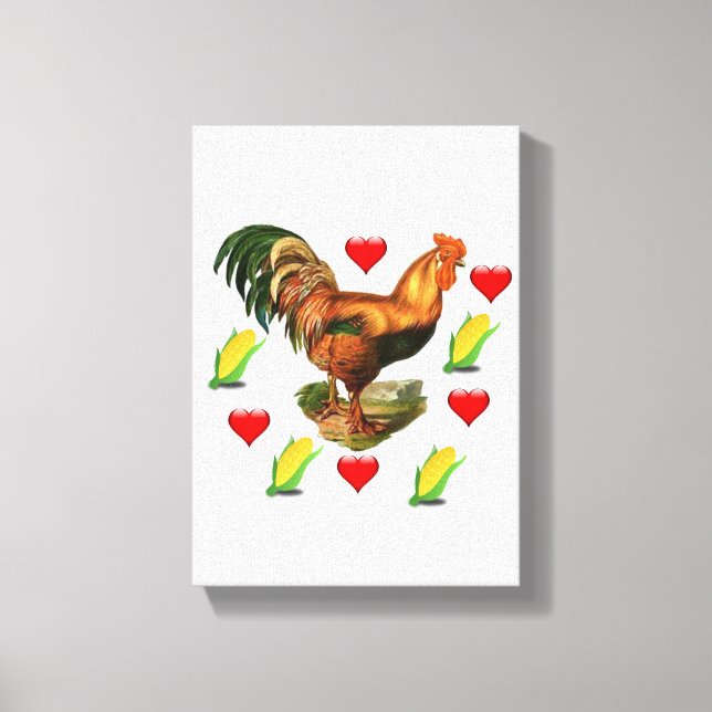 Stretchierte Canvas Print Valentine's Day Rooster Leinwanddruck (Vorderseite)