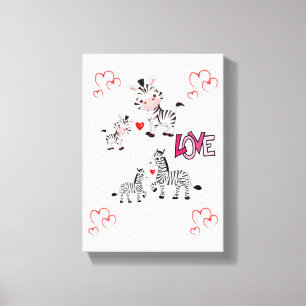 Stretchierte Canvas Print Valentine's Day Zebra Leinwanddruck