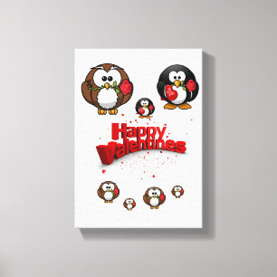 Stretchierte Canvas Print Valentine's Pinguin Leinwanddruck