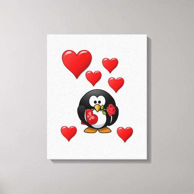 Stretchierte Canvas Print Valentine's Pinguin Leinwanddruck (Vorderseite)