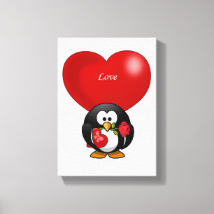 Stretchierte Canvas Print Valentine's Pinguin Leinwanddruck