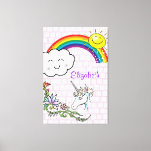 Stretchierte Canvas Printwerbung Regenbogen Einhor Leinwanddruck
