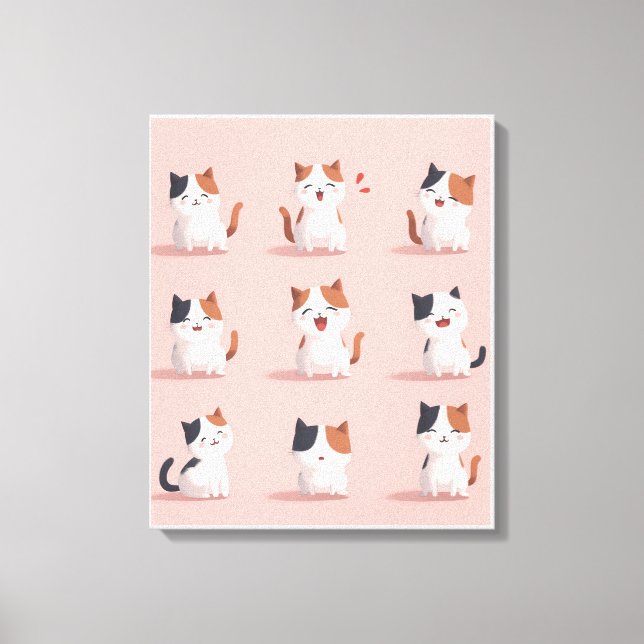 Stretchige Leinwand einer Katze, die glücklich läc (Vorderseite)