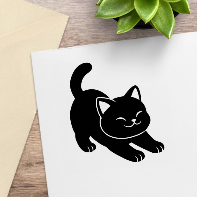 Stretching Black Cat Gummistempel (Von Creator hochgeladen)