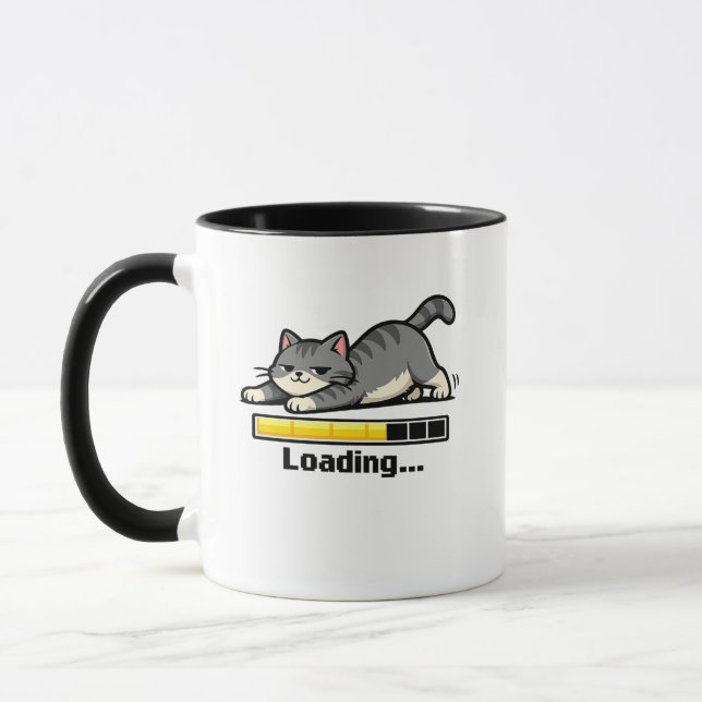 Stretching Cat Loading Bar Funny Motivational Cart Tasse (Links)