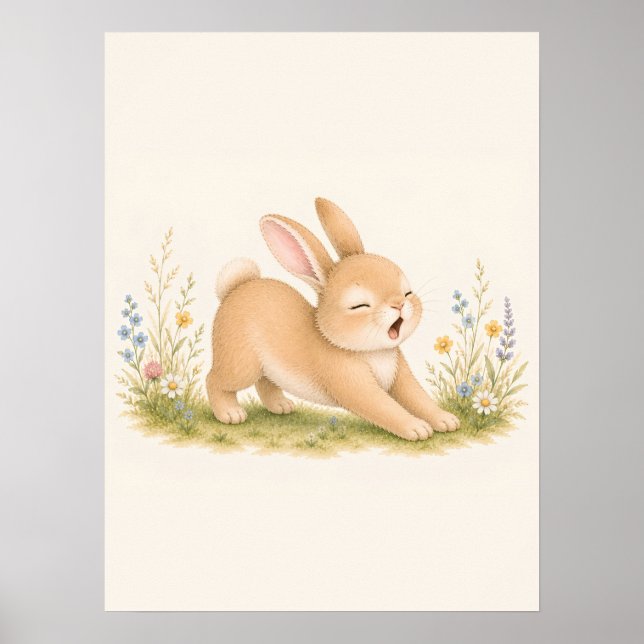 Stretching Little Bunny Nursery Poster (Vorne)
