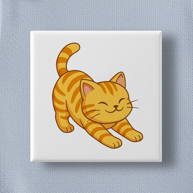 Stretching Orange Tabby Cat Button (Von Creator hochgeladen)