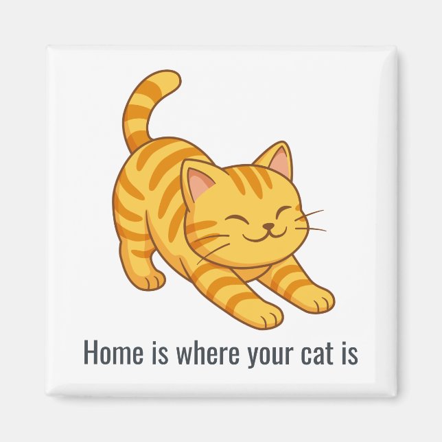 Stretching Orange Tabby Cat Custom Text Magnet (Vorne)