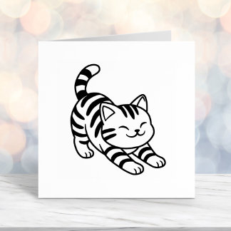 Stretching Tabby Cat Permastempel