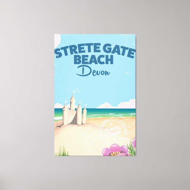 Strete Gate Beach Devon Vintage Reiseplakat Leinwanddruck (Vorderseite)