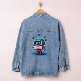STRG+ HELLO Denim Delight: Niedlicher Roboter Spar Jeansjacke