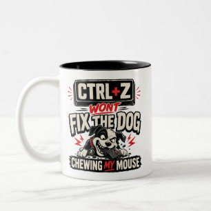 STRG + Z wird den Hund, der an meiner Maus kaut, n Zweifarbige Tasse