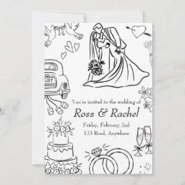 Strich gezeichnete Hochzeitseinladung Einladung