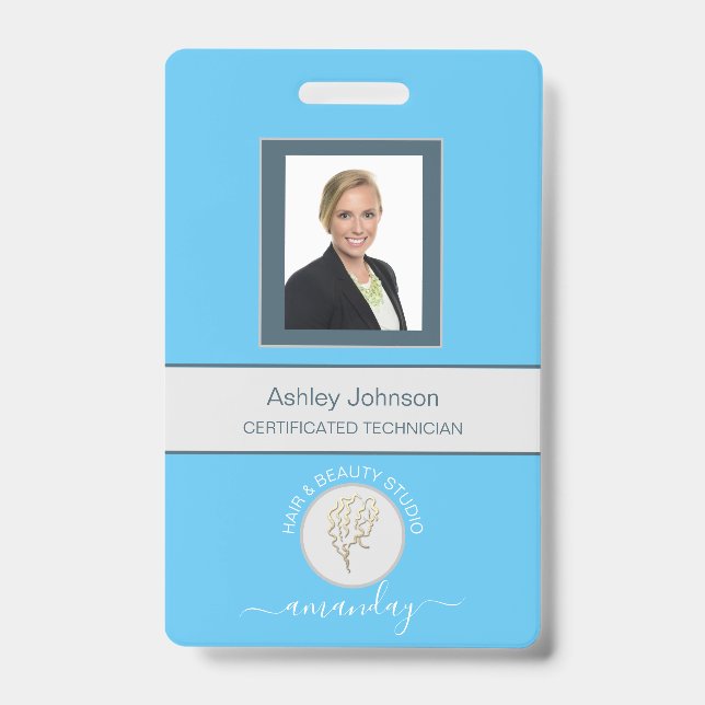 Strichcode Foto Name ID Card Vertikales blaues Abz Ausweis (Vorderseite)