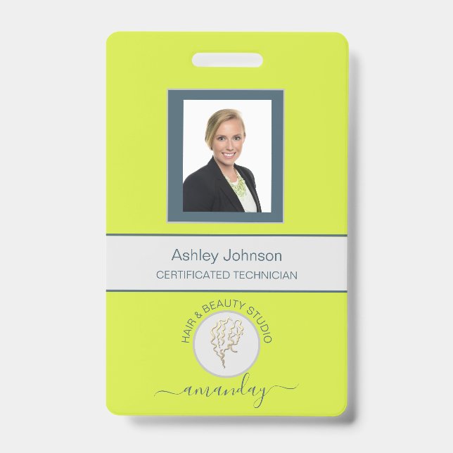 Strichcode Foto Name ID Card Vertikales Gelbes Abz Ausweis (Vorderseite)