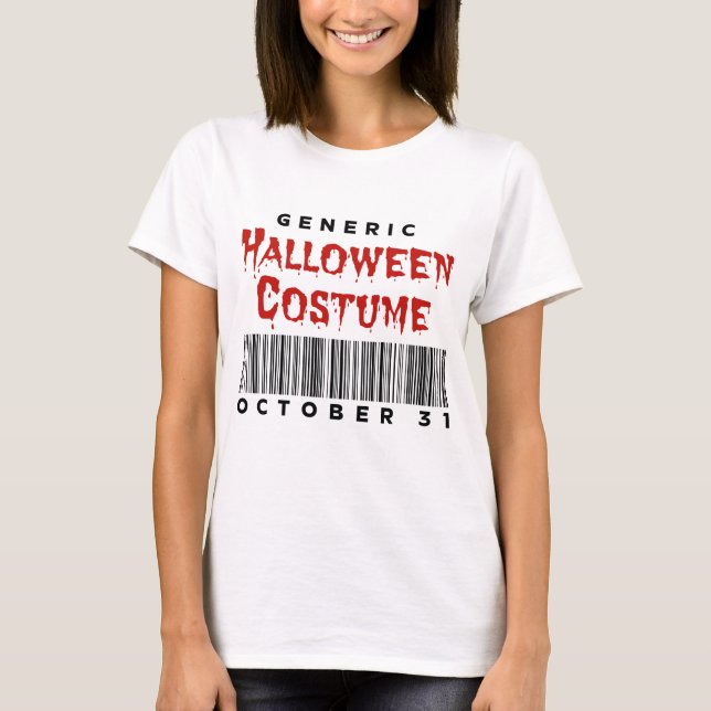 Strichcode Generisches Halloween-Kostüm 31. Oktobe T-Shirt (Vorderseite)