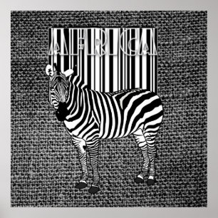 Strichcode läuft in ein Zebradesign Poster