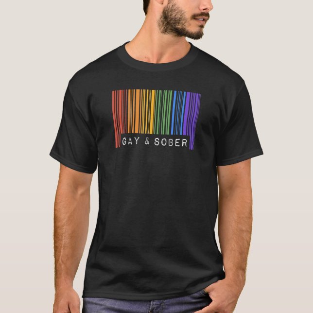Strichcode Lgbtq Sobriet für Gay und nüchternen Ga T-Shirt (Vorderseite)