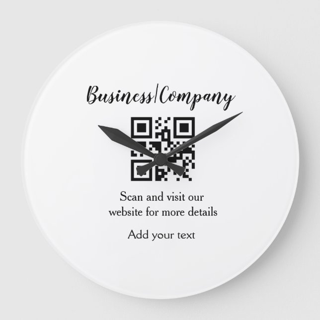 Strichcode QR Name für einfache Unternehmenswebsit Große Wanduhr (Vorderseite)