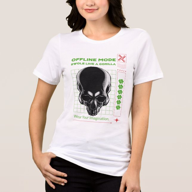 Strichcode-T - Shirt im Offline-Modus - Minimal un (Vorderseite)