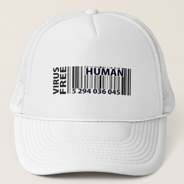 Strichcode Virus Free Human Truckerkappe (Vorderseite)