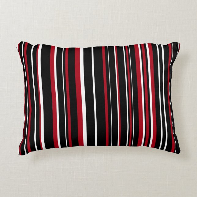 Strichcodestreifen Schwarz, Rot und Weiß Zierkissen (Vorderseite)
