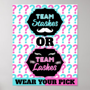Striche oder Lashes Gender Reveal Baby Shower Part Poster