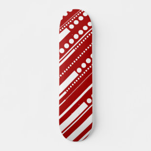Striche und Punkte in Rot und Weiß Skateboard