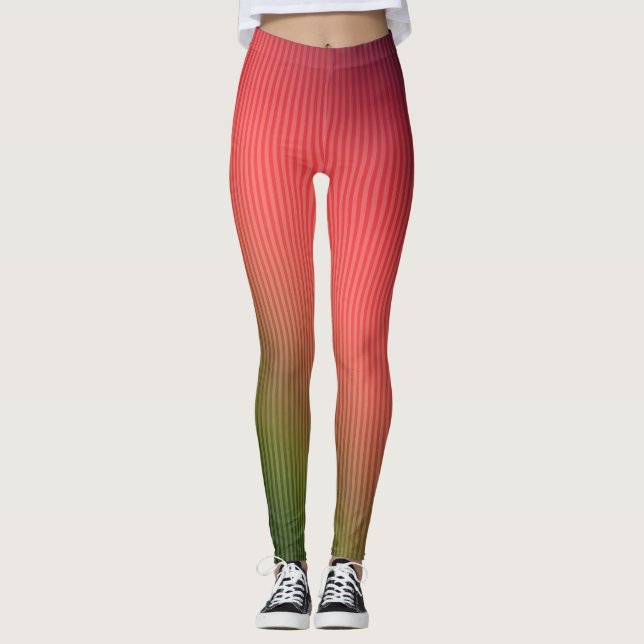Strichen, rot, grün, Farbverlauf Leggings (Vorderseite)