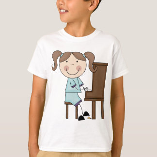 Strichfigur-Mädchen, das Klavier spielt T-Shirt