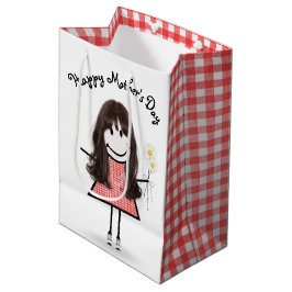 Strichfigur-Mädchen der Mutter mit den Daisies Mittlere Geschenktüte