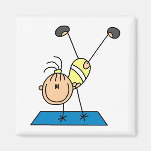 Strichfigur-Mädchen Doing Drehe Hemden und Geschen Magnet