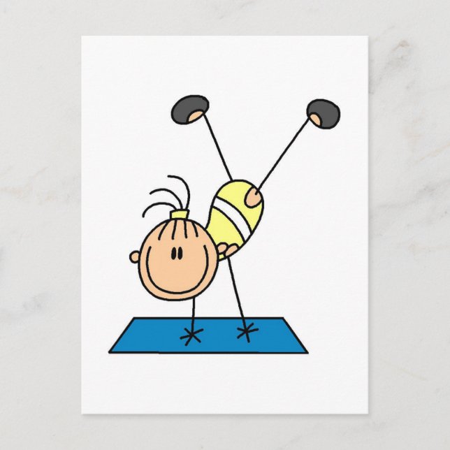 Strichfigur-Mädchen Doing Drehe Hemden und Geschen Postkarte (Vorderseite)