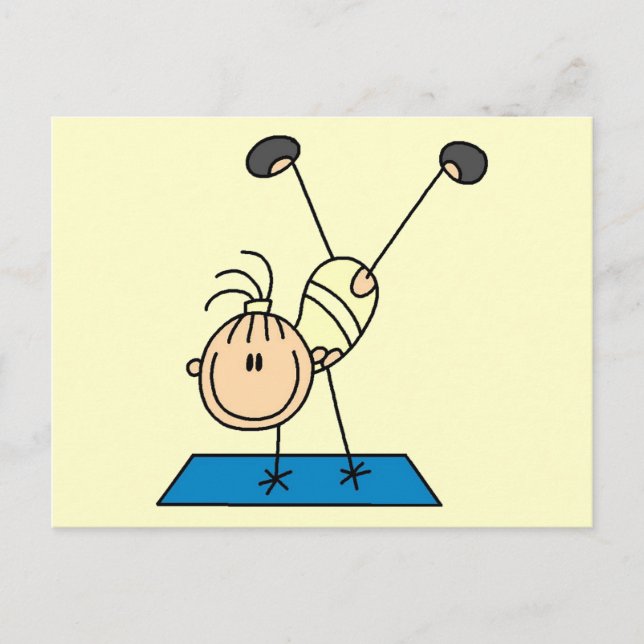 Strichfigur-Mädchen Doing Drehe Hemden und Geschen Postkarte (Vorderseite)