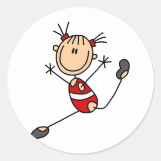 Strichfigur-Mädchen Gymnast Tshirts und Geschenke Runder Aufkleber
