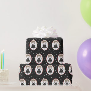 Strichfigur-Mädchen in Sneakern  Geschenkpapier