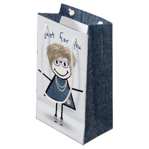 Strichfigur-Mädchen in Sneakern Kleine Geschenktüte