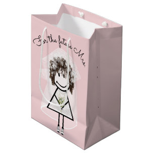 Strichfigur-Mädchen in Spitzenkleidung und Sneaker Mittlere Geschenktüte