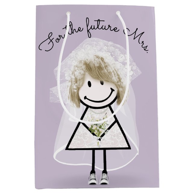 Strichfigur-Mädchen in Spitzenkleidung und Sneaker Mittlere Geschenktüte (Vorderseite)