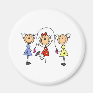 Strichfigur-Mädchen Jumping Rope Magnet