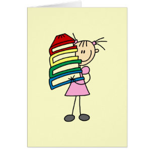 Strichfigur-Mädchen mit Büchern