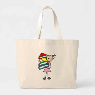 Strichfigur-Mädchen mit Büchern Jumbo Stoffbeutel