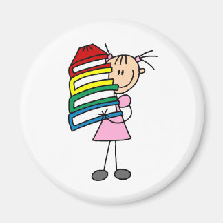 Strichfigur-Mädchen mit Büchern Magnet