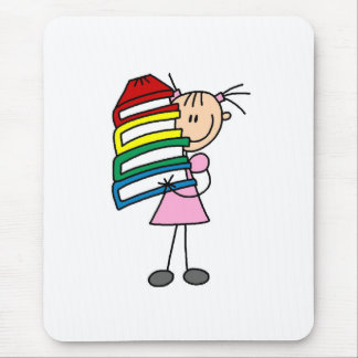 Strichfigur-Mädchen mit Büchern Mousepad