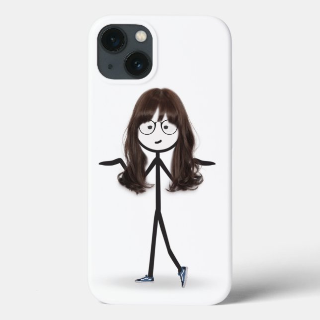 Strichfigur-Mädchen mit dunklen Haaren Case-Mate iPhone Hülle (Rückseite)